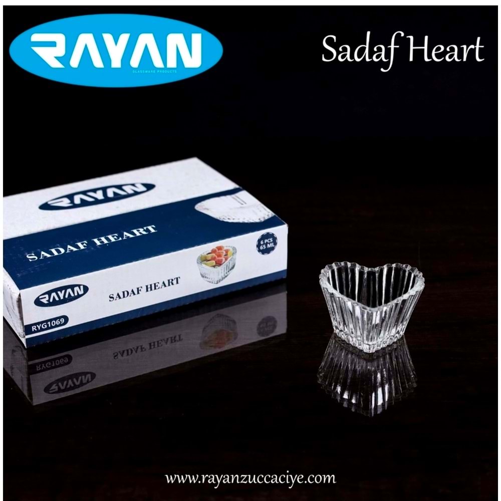 Rayan 6 Lı Cam Lokumluk Sadaf Heart (24 Paket)