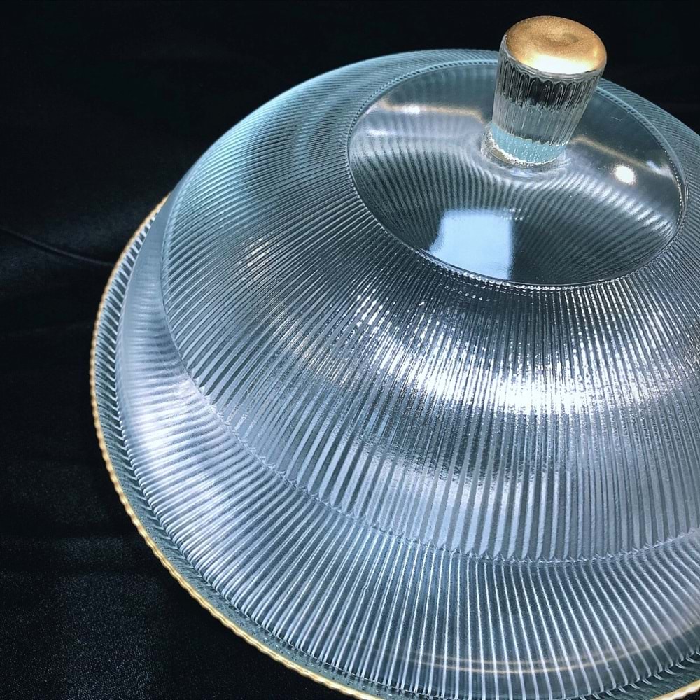 Vanes Sensu 30 Cm Ayaklı Kek Fanusu Ağız Yaldız (4 Adet)