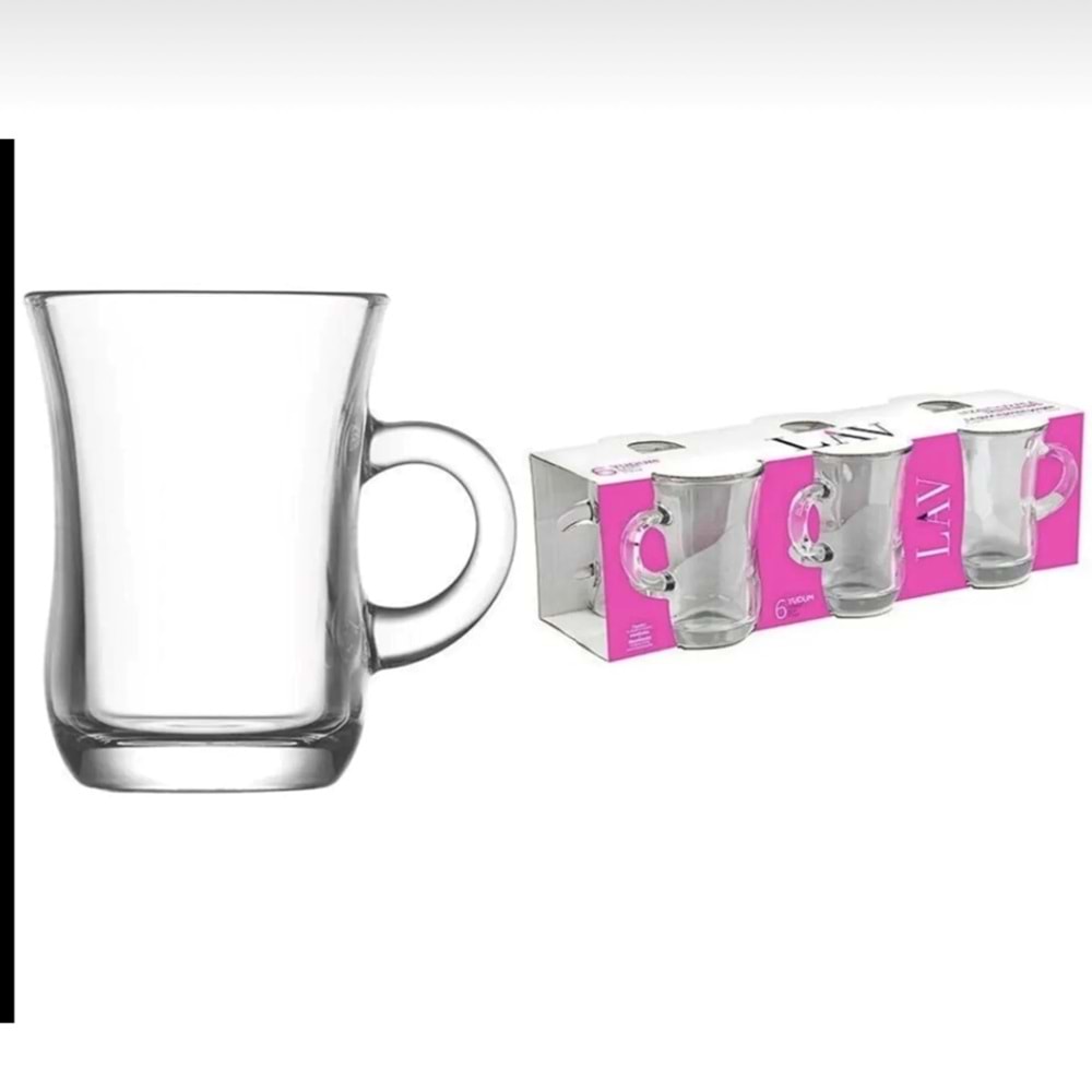Lav Yud402E 6 Lı Kulplu Çay Bardak (12 Paket)