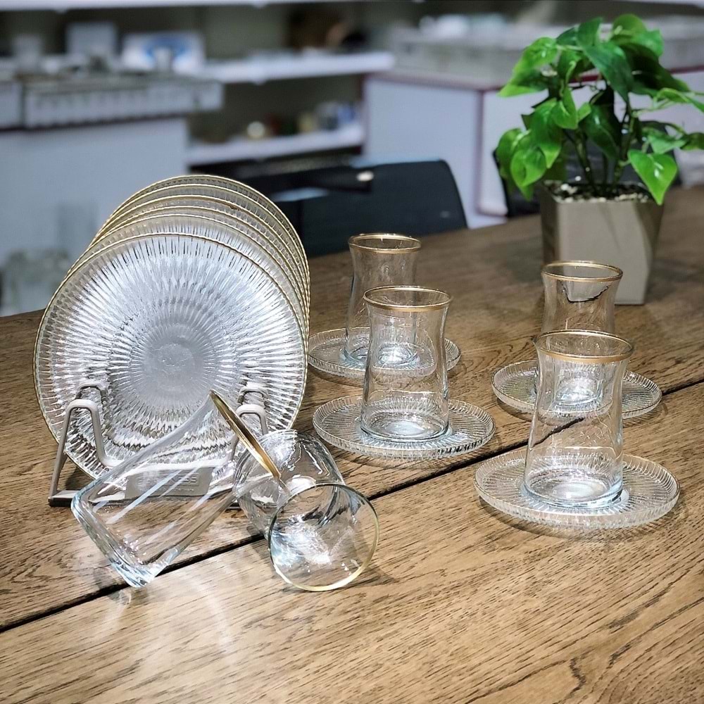 Vanes V327 18 Parça Majestic Çay Seti Ağız Yaldız (4 Paket)