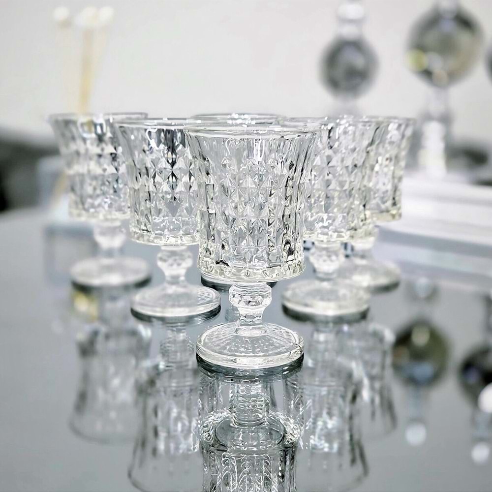 Herencıa Yasemin 6 Lı Ayaklı Kahve Yanı Bardak Şeffaf (6 Paket)