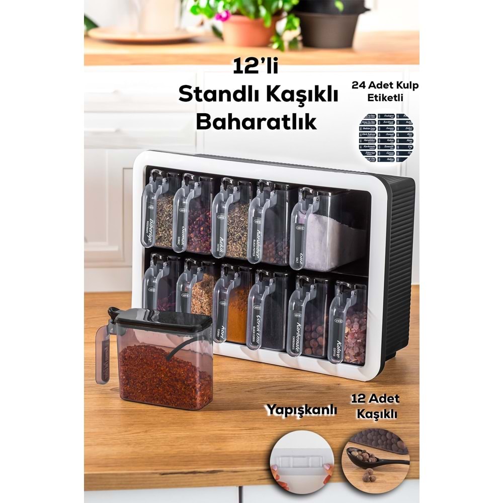 Porsima 1165 Siyah Beyaz 12 Li Random Baharatlık (1 Paket)