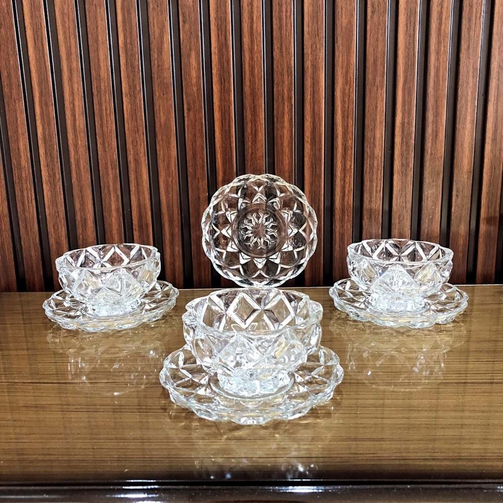 Herencıa Orkide 12 Prç Kristal Kase Çerez Seti Sade (4 Paket)