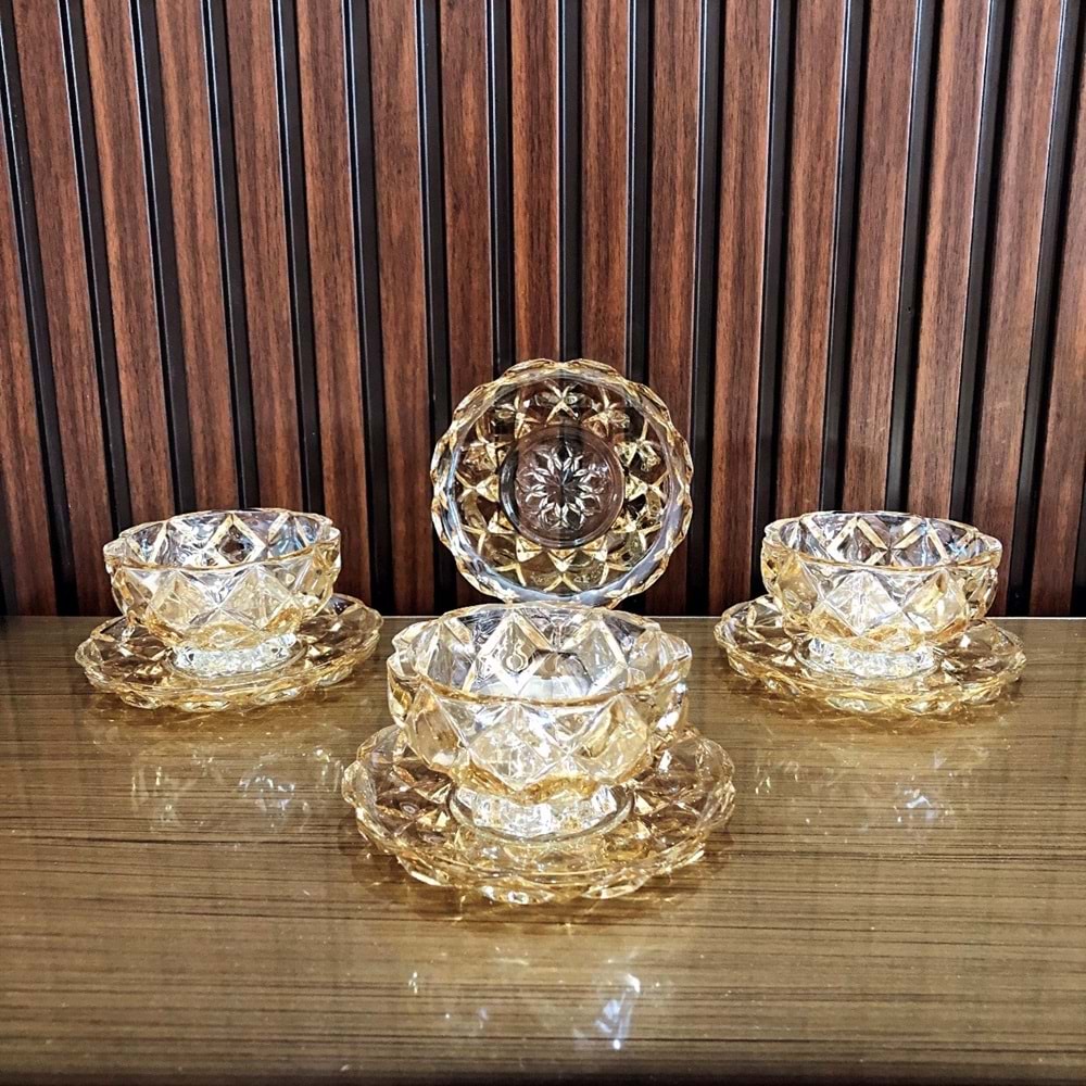 Herencıa Orkide 12 Prç Kristal Kase Çerez Seti Lüster (4 Paket)