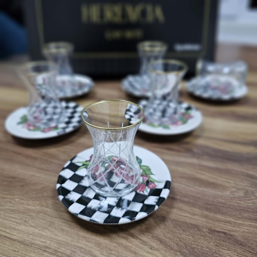 Herencıa 12 Parça İncebelli Çay Seti (8 Paket)