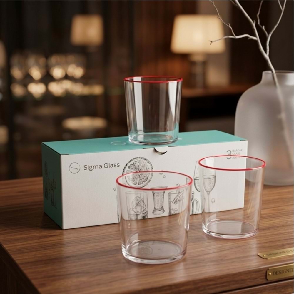 Sigma 41536 3 Lü Renkli Meşrubat Bardak (6 Paket)