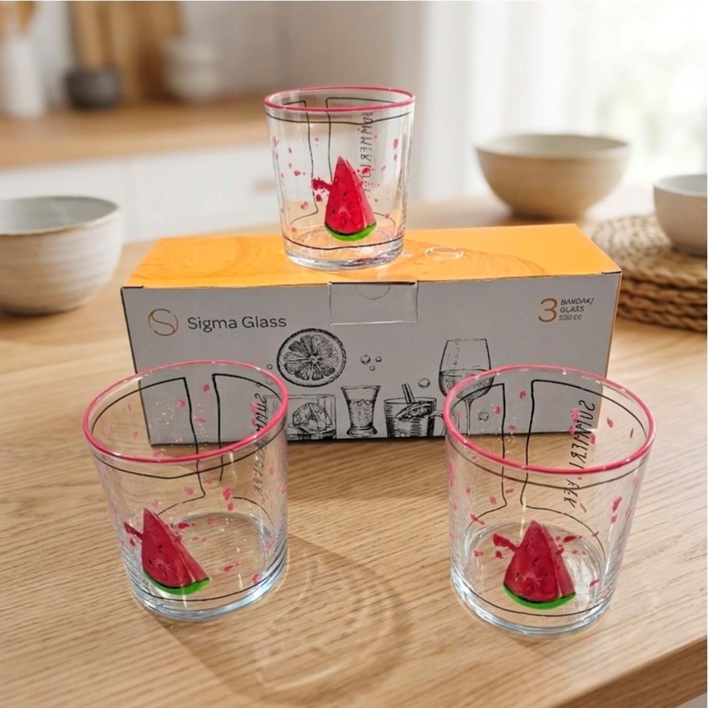 Sigma 41536 3 Lü Renkli Meşrubat Bardak (6 Paket)