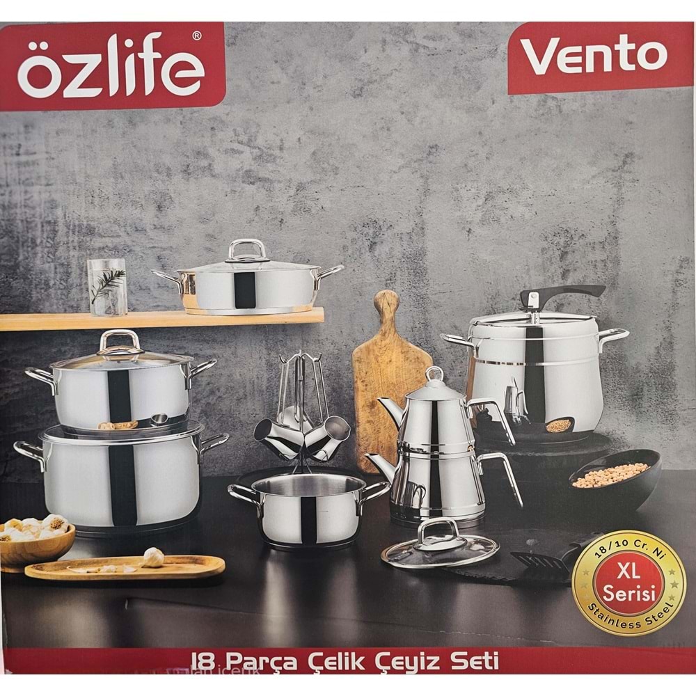 Özlife 4027 Vento Xl T18 Parça Tencere Seti Sade