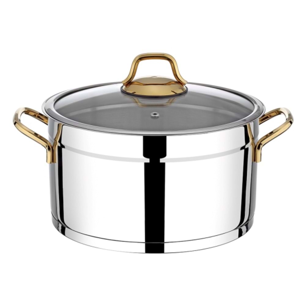 Vivaldi Rosso Tencere 28X18 Cam Kapak Gold