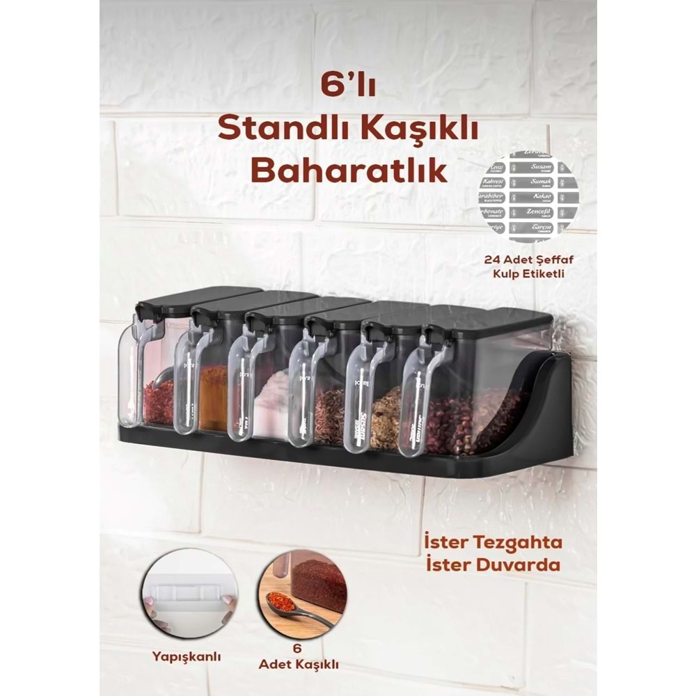 Porsima 1183 Siyah 6 Lı Random Baharatlık