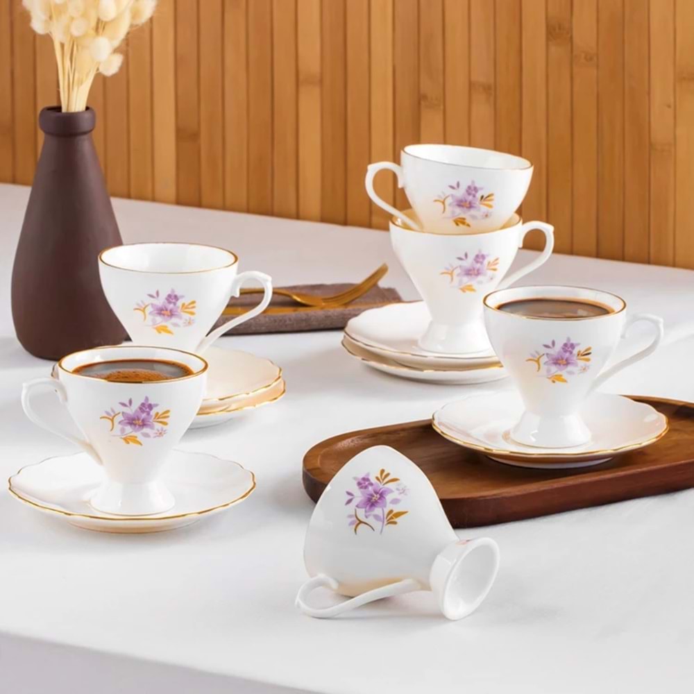 Perotti 4313 Yaldızlı Fincan Takımı 11917 Çiçekli (18 Paket)