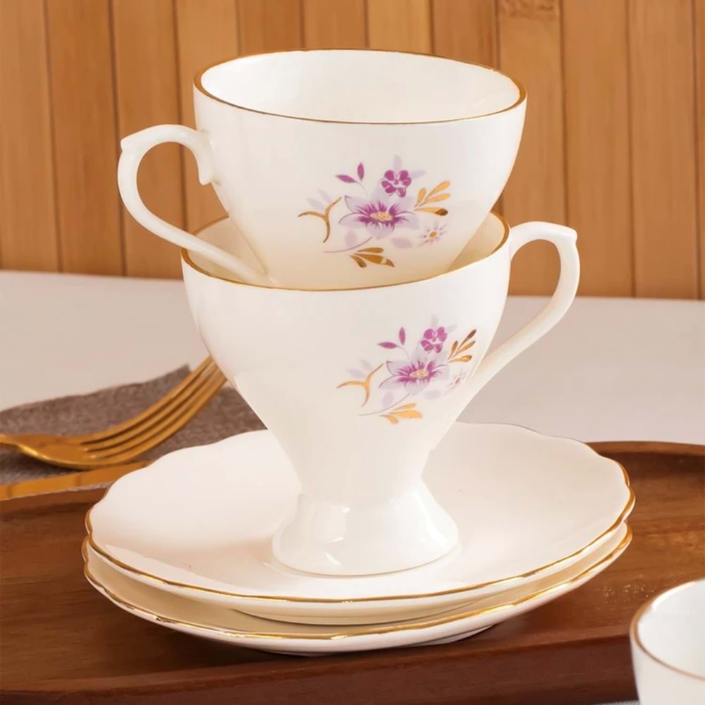Perotti 4313 Yaldızlı Fincan Takımı 11917 Çiçekli (18 Paket)