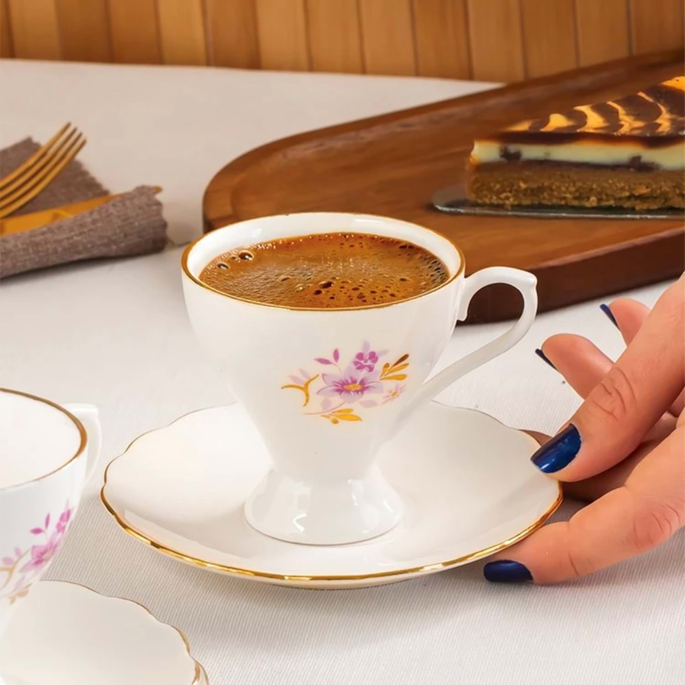 Perotti 4313 Yaldızlı Fincan Takımı 11917 Çiçekli (18 Paket)