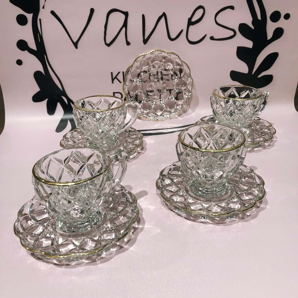 Herencıa 12 Parça Ahu Fincan Seti Ağız Yaldız (8 Paket)