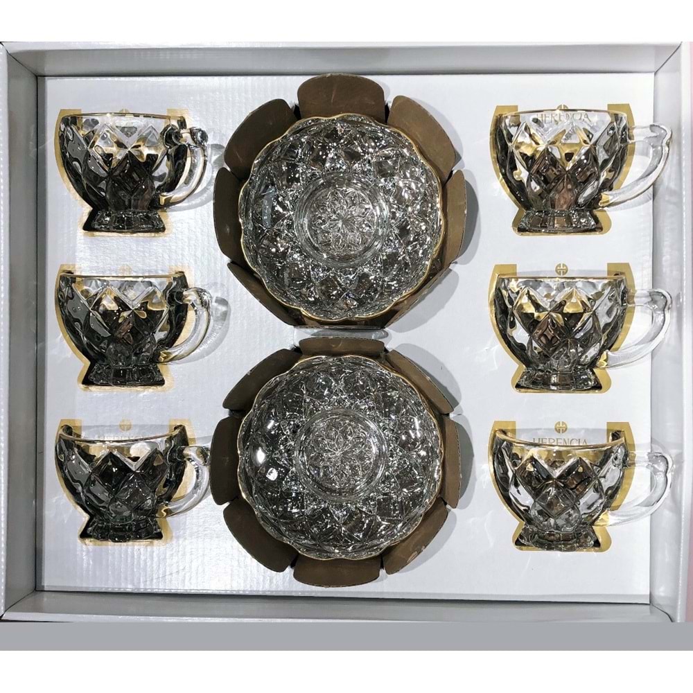 Herencıa 12 Parça Ahu Fincan Seti Ağız Yaldız (8 Paket)
