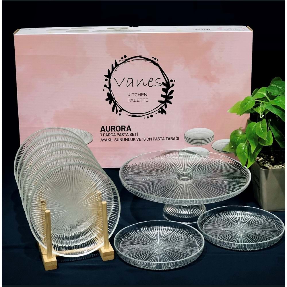 Vanes Linea 7 Parça Ayaklı Sunumluk Şeffaf (4 Paket)