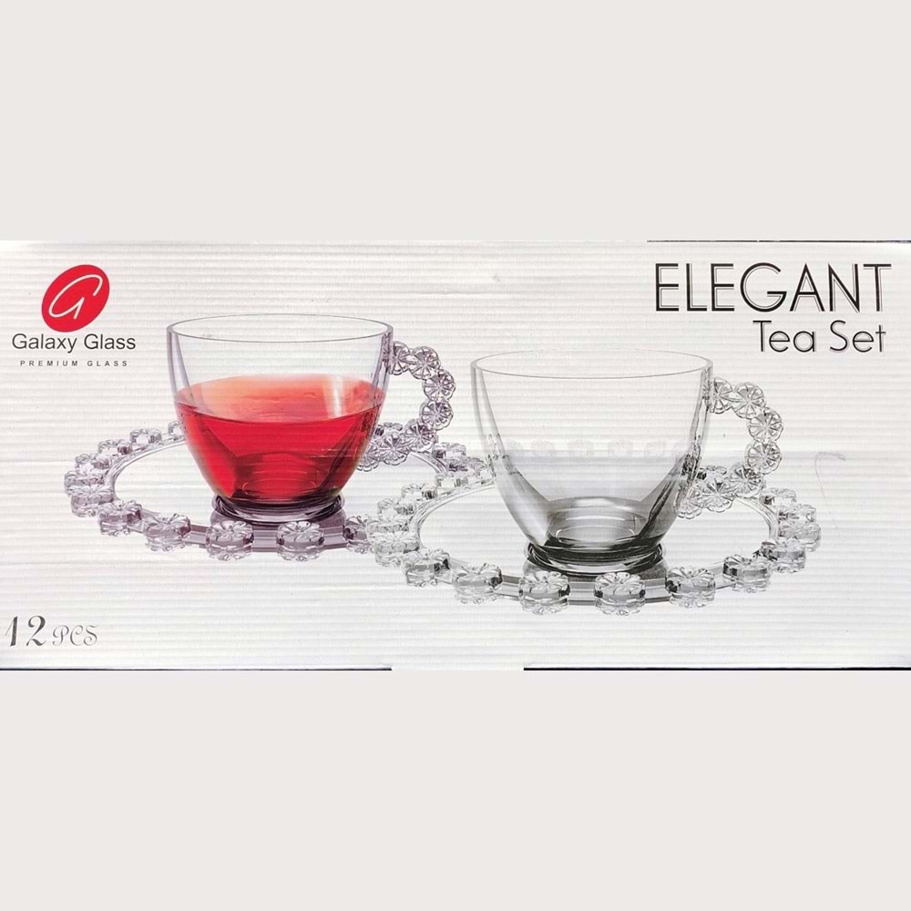 Elegant 12 Parça Kulplu Çay Seti (4 Paket)