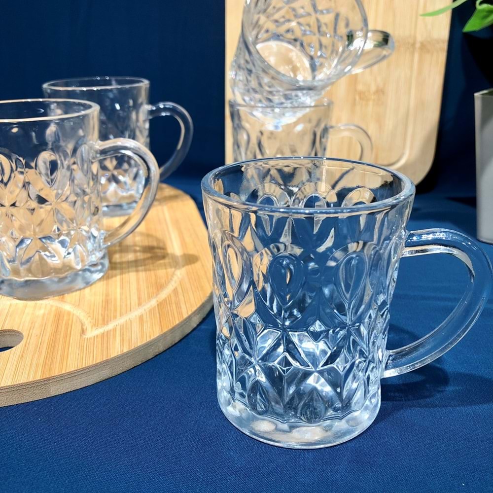 Galaxy Glass Pascal 6 Lı Kulplu Bardak (8 Paket)
