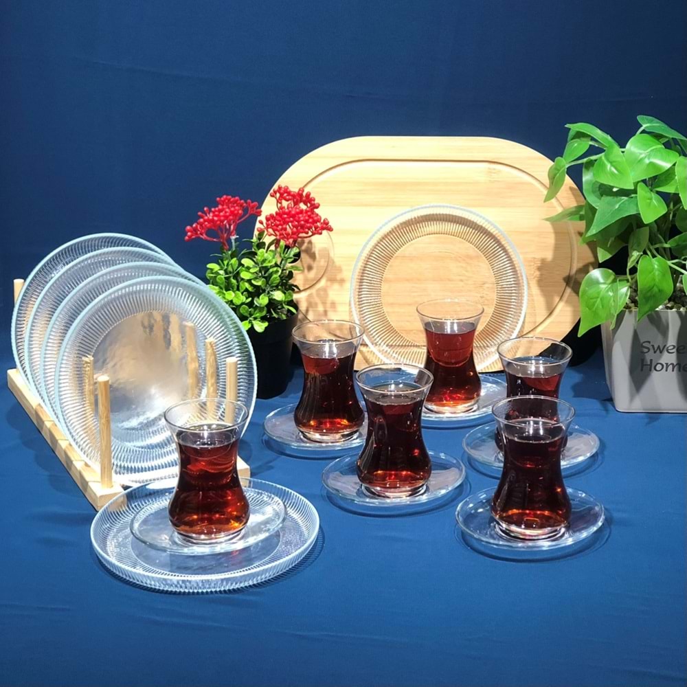 Vanes 303 18 Parça Sensu Çay Seti Şeffaf (4 Paket)