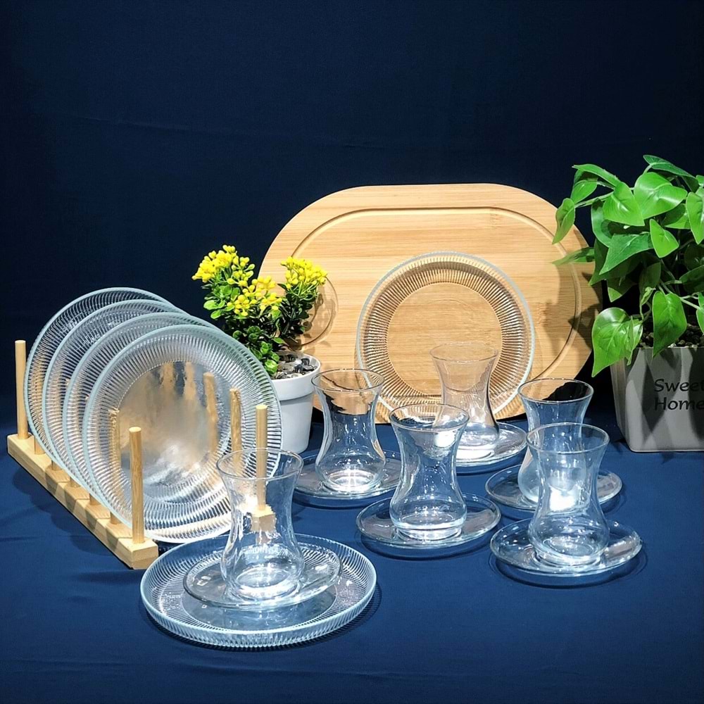 Vanes 303 18 Parça Sensu Çay Seti Şeffaf (4 Paket)