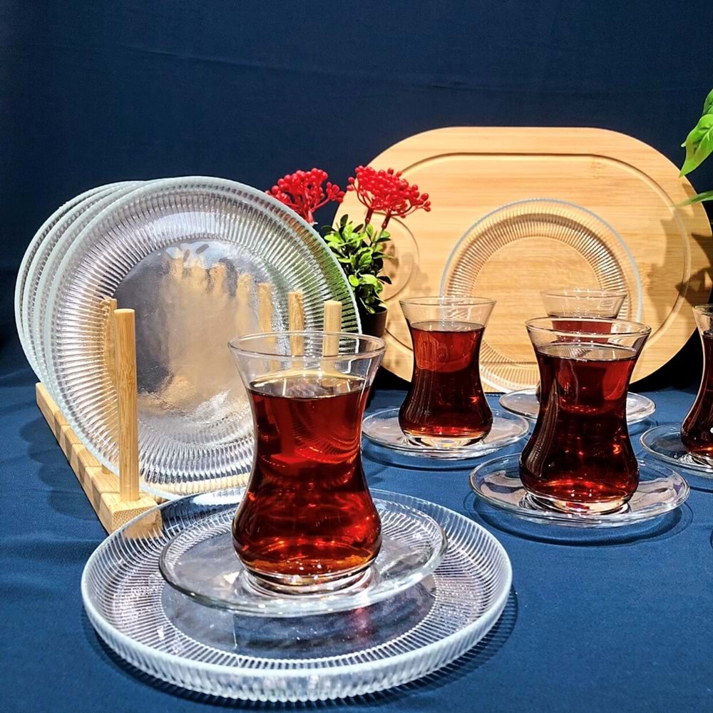 Vanes 303 18 Parça Sensu Çay Seti Şeffaf (4 Paket)