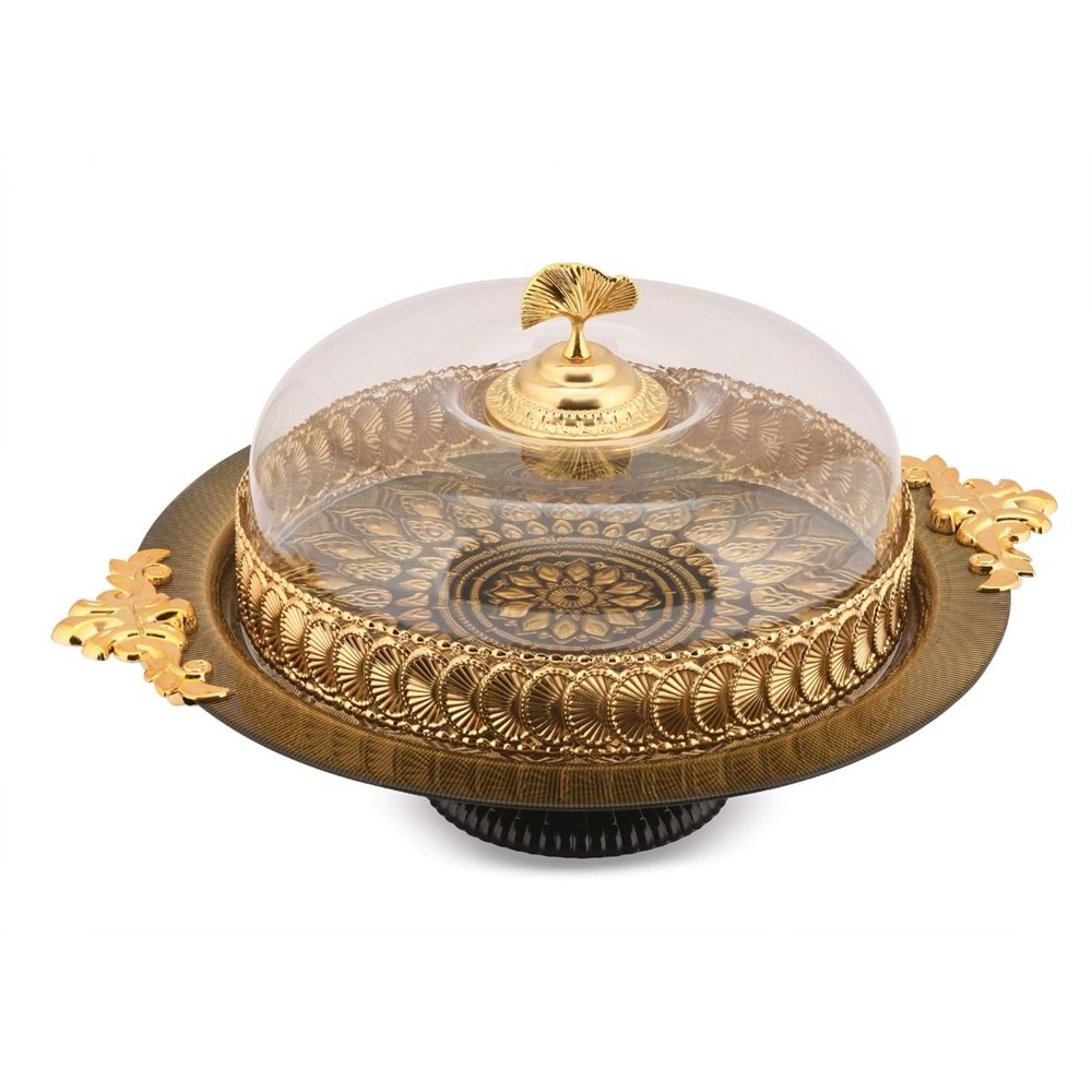 Mokka 33 Cm Kapaklı Ayaklı Kek Fanusu (6 Paket)