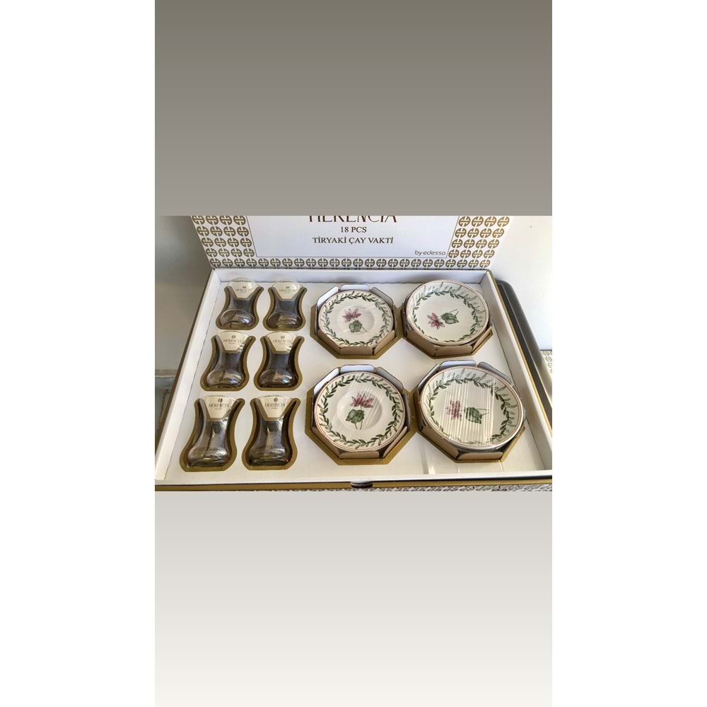 Herencıa 18 Parça Tiryaki Çay Seti (4 Paket)