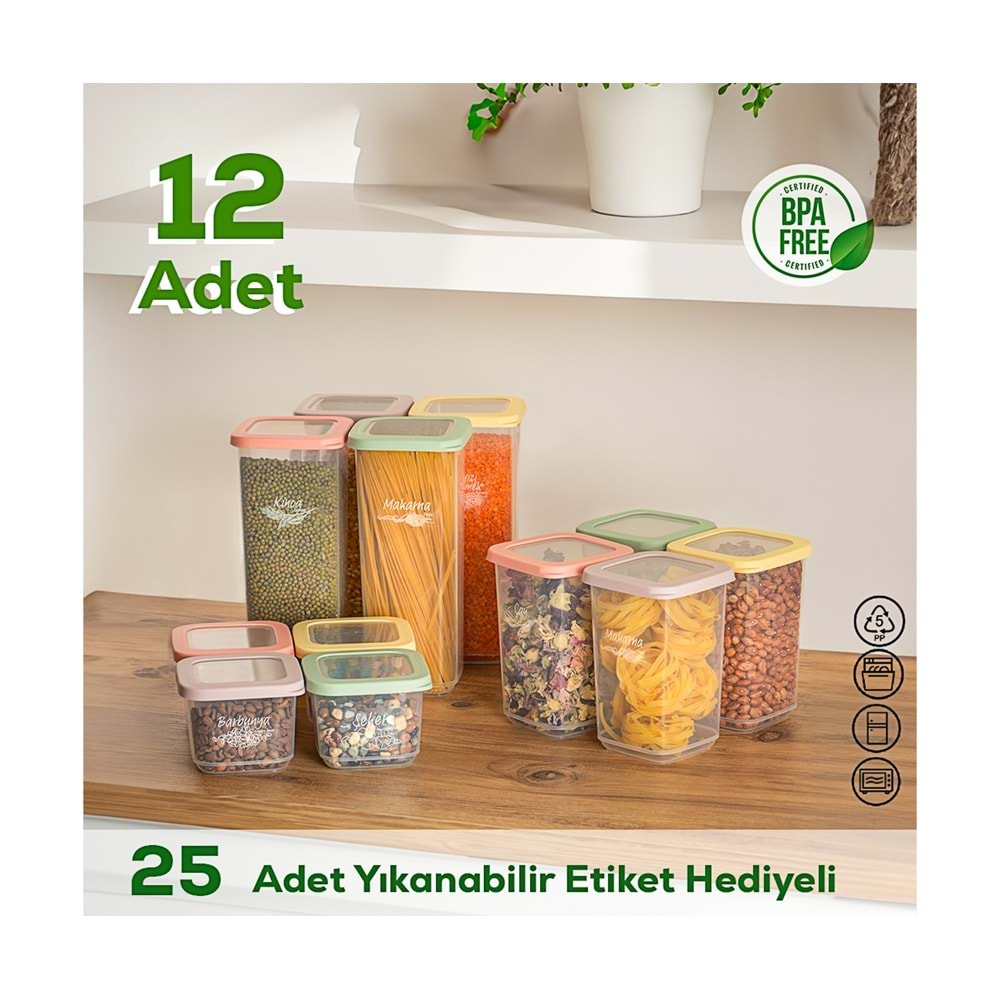 Porsima Şeffaf Mix 12 Li Kare Kiler Set 1035