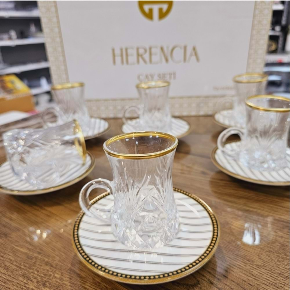 Herencıa 12 Parça Kulplu Çay Seti (8 Paket)