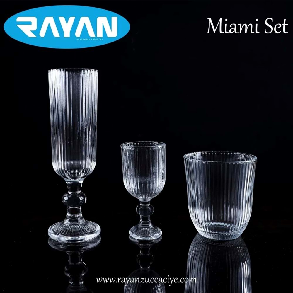 Rayan Miami 18 Parça Bardak Seti (3 Paket)