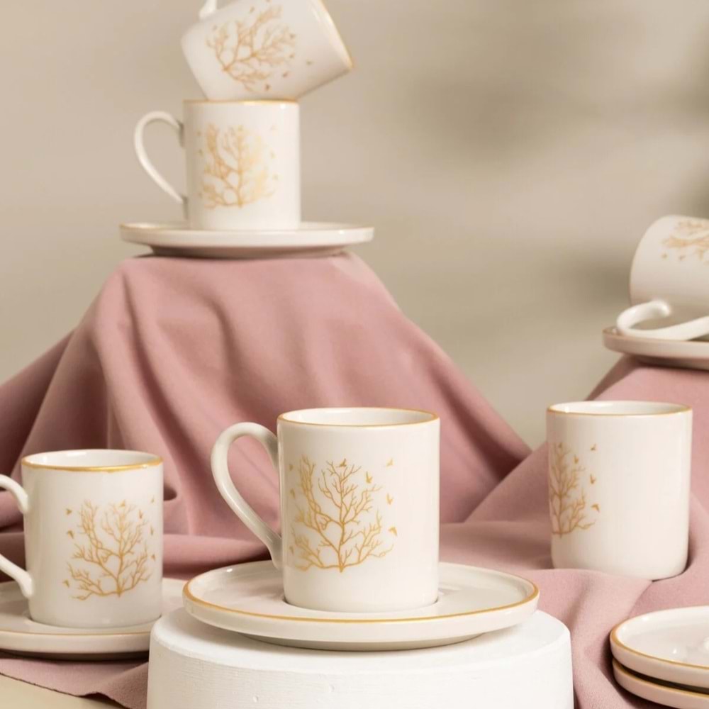 Mest 12 Prç Desenli Kahve fincanı