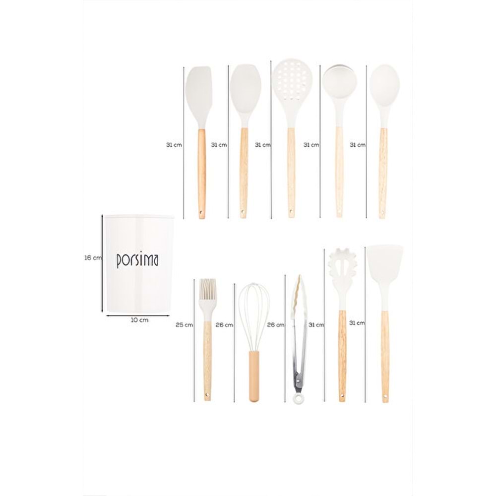 Porsima Standlı 11 Prç Silikon Servis Seti (24 Paket)