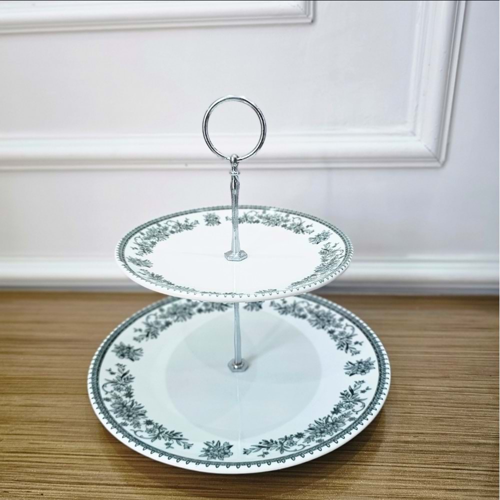 Vanes İki Katlı Porselen Kurabiyelik