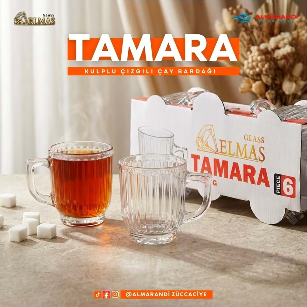 Elmas Tamara Kulplu Bardak (8 Paket)
