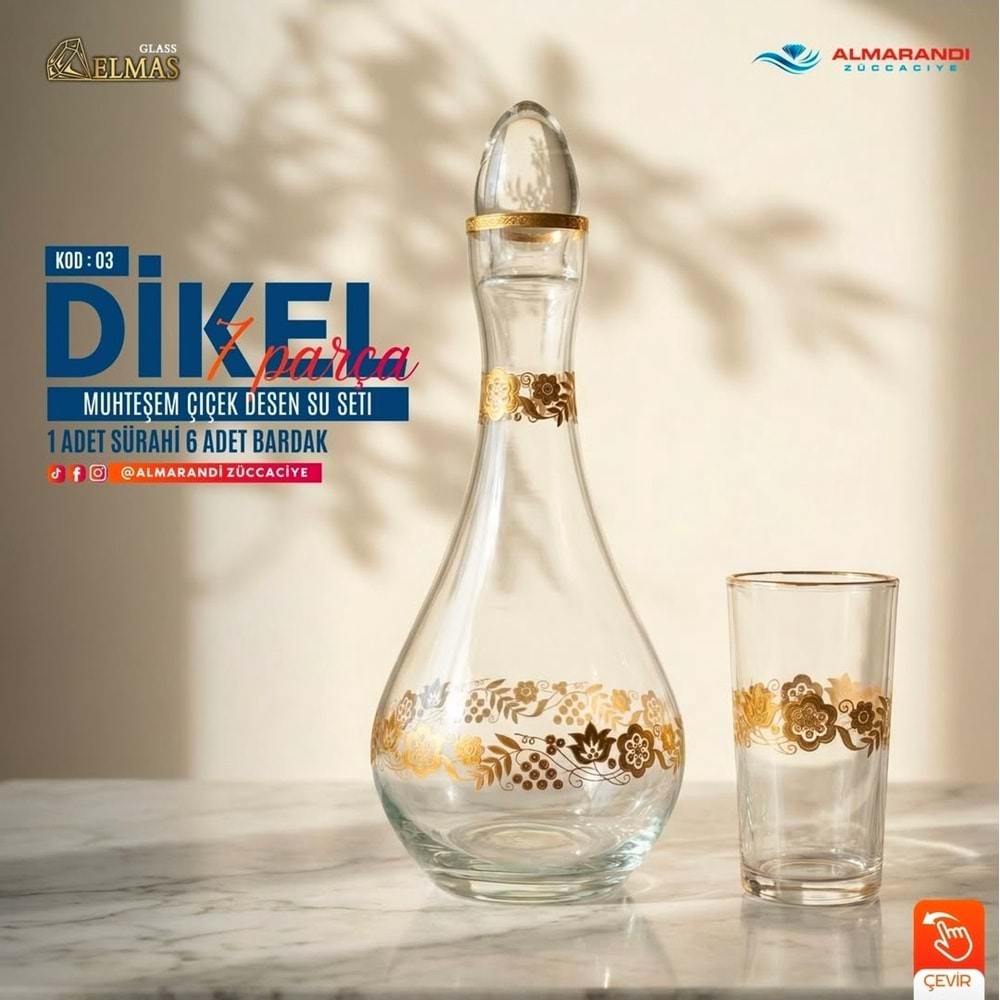 Elmas 7 Prç İşlemeli Su Takımı (4 Paket)