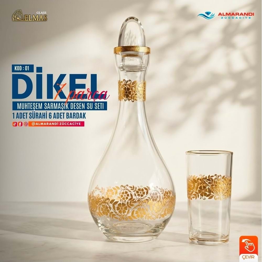 Elmas 7 Prç İşlemeli Su Takımı (4 Paket)