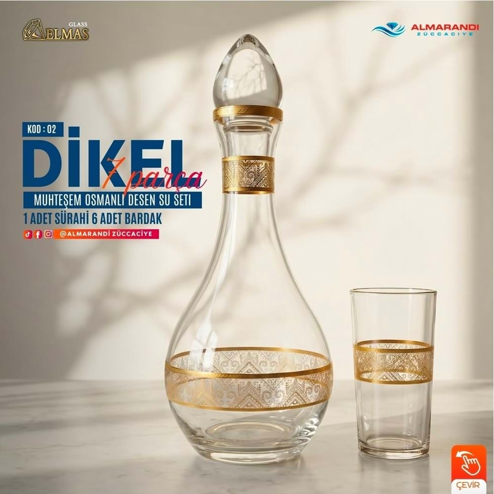 Elmas 7 Prç İşlemeli Su Takımı (4 Paket)