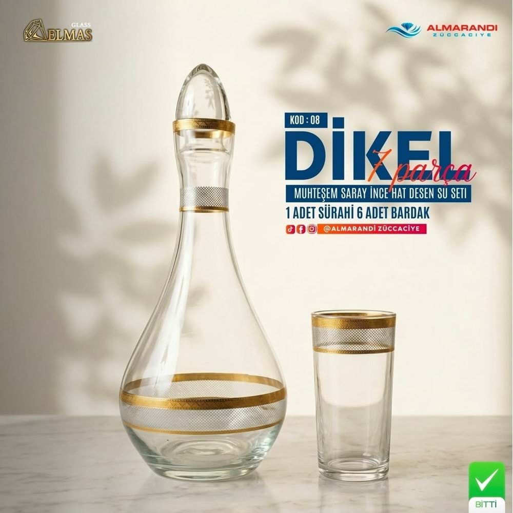 Elmas 7 Prç İşlemeli Su Takımı (4 Paket)