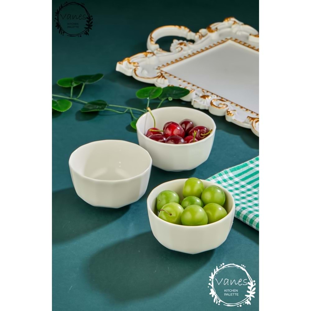 Vanes 3 Lü Porselen Çerezlik Kase (8 Paket)