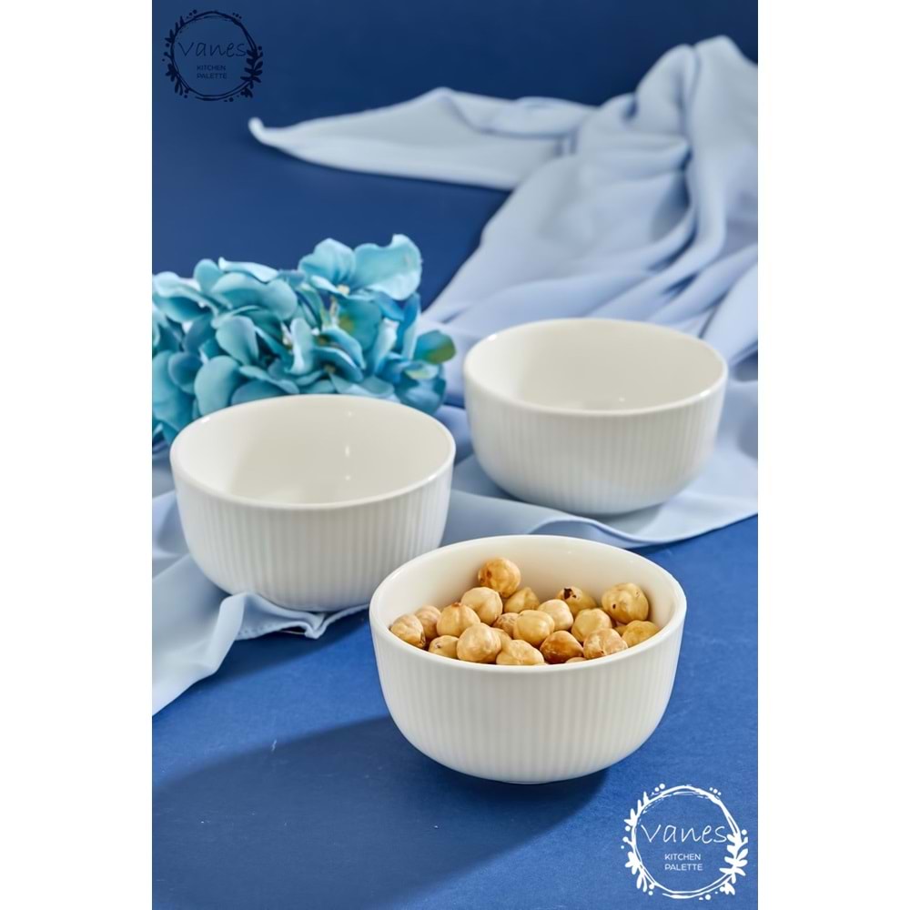 Vanes 3 Lü Porselen Çerezlik Kase (8 Paket)