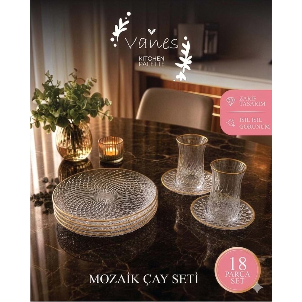 Vanes Mozaik 18 Prç Yaldızlı Pasta Seti