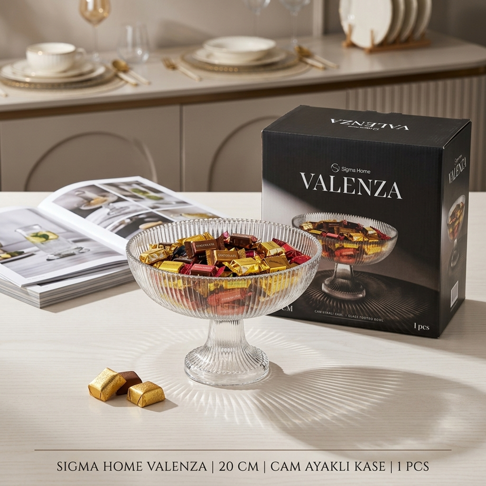 Sigma Sgm13659 Valenza 20 Cm Cam Ayaklı Sunumluk (8 Paket)