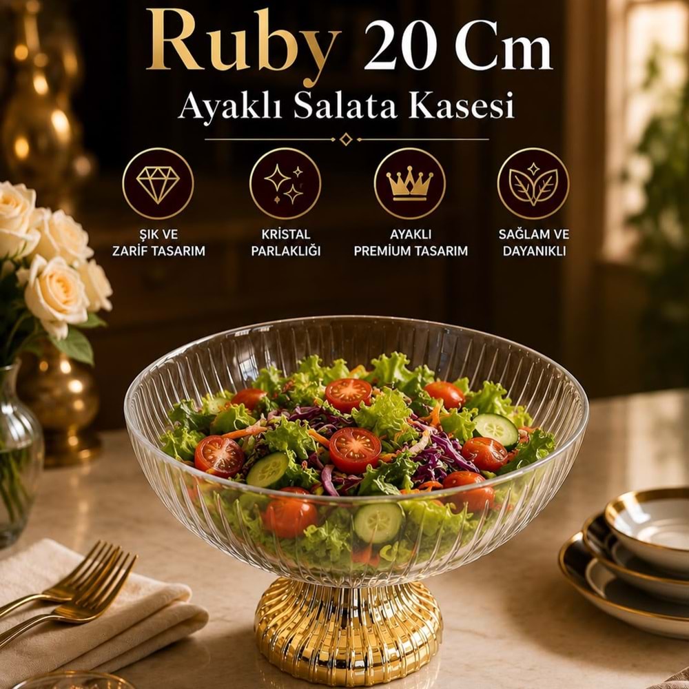 Vanes Rubby 20 Cm Gold Ayaklı Sunumluk