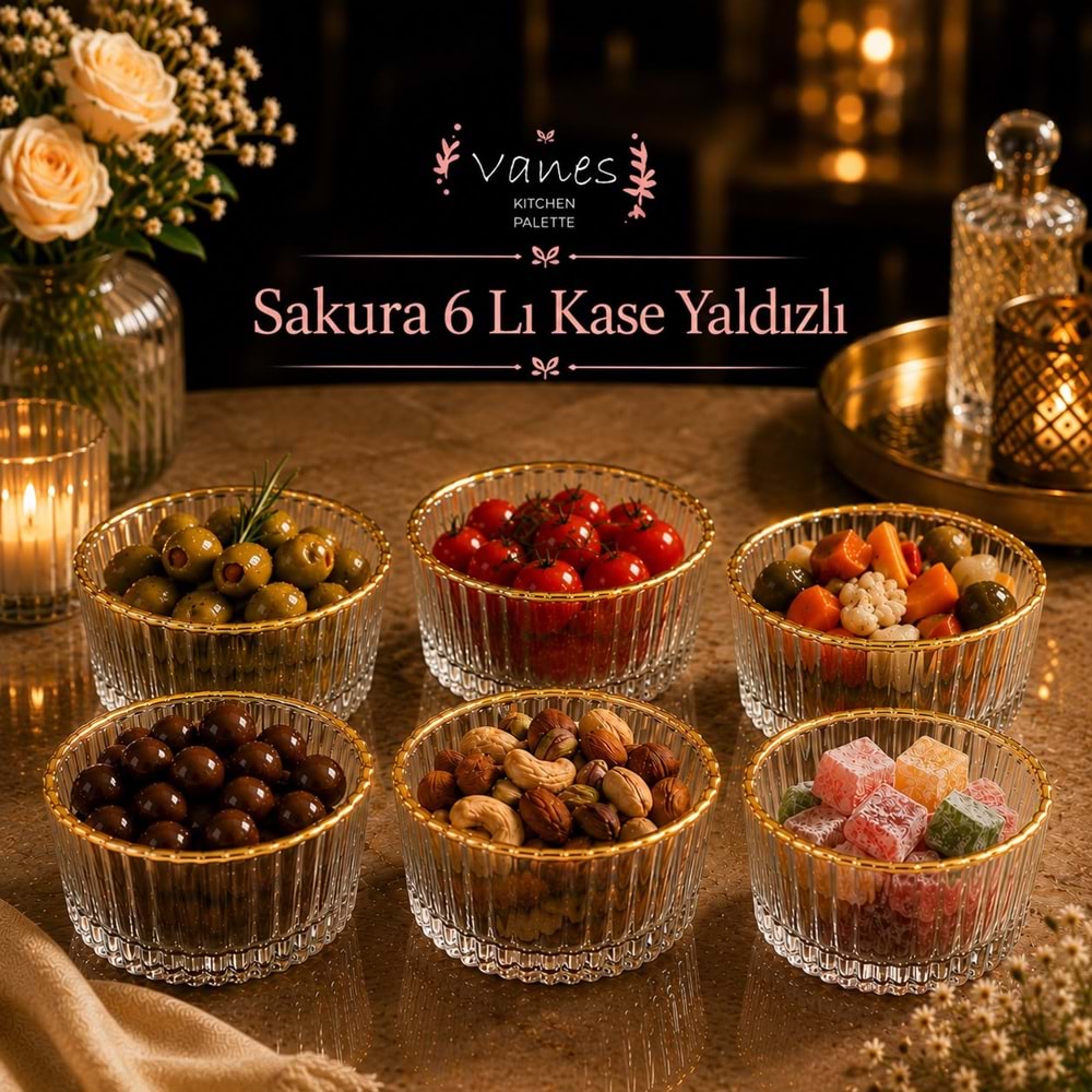 Vanes Sakura 6 Lı Kase Yaldızlı (8 Paket)