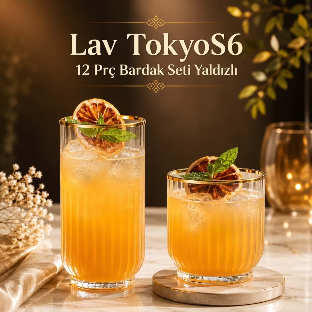 Lav Tokyos6 12 Prç Bardak Seti Yaldızlı (4 Paket)