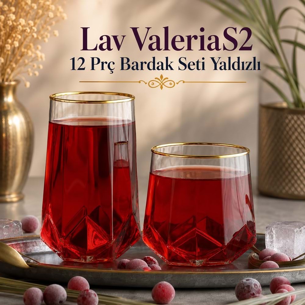 Lav Valerıas2 12 Prç Bardak Seti Yaldızlı (4 Paket)