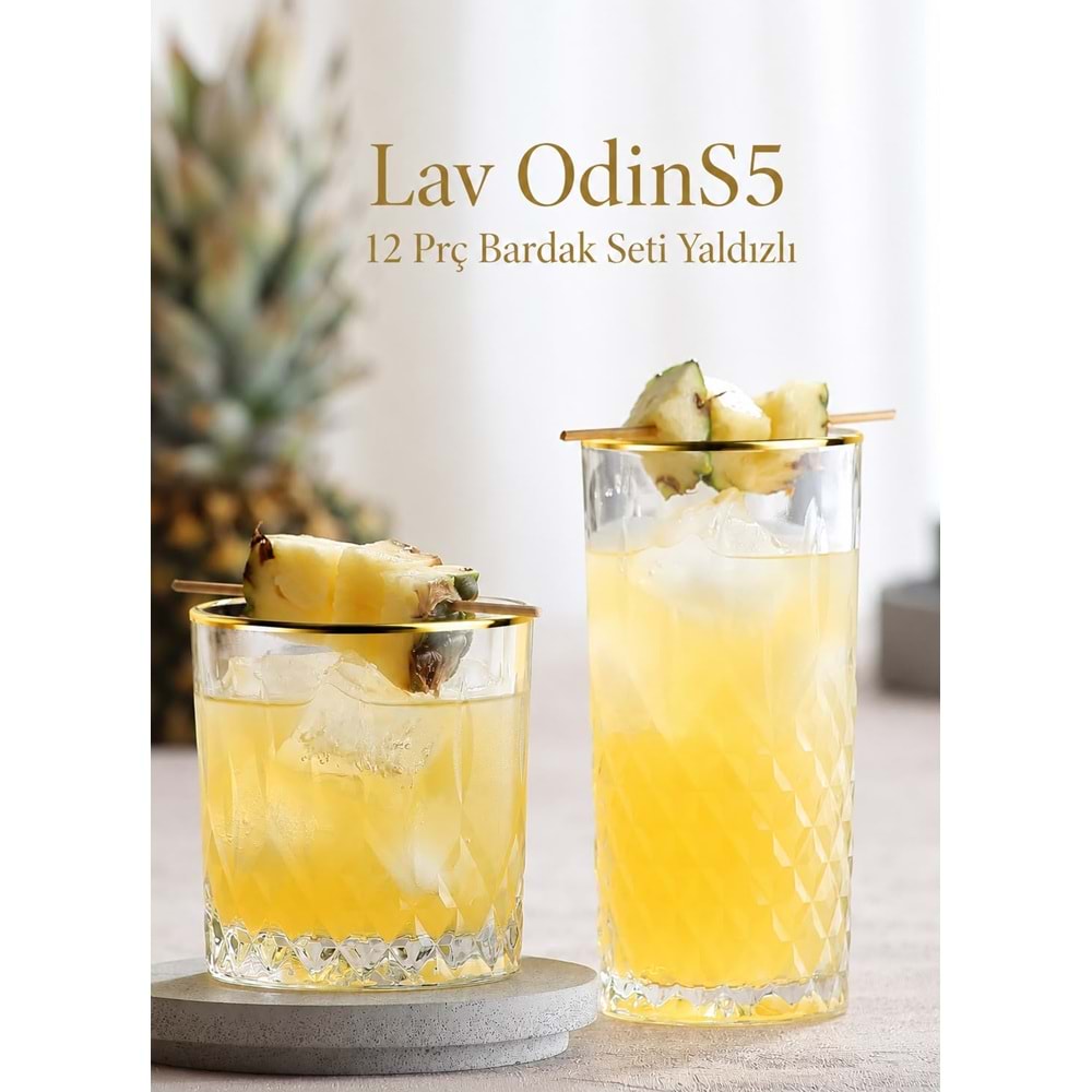 Lav Odins5 12 Prç Bardak Seti Yaldızlı (2 Paket)