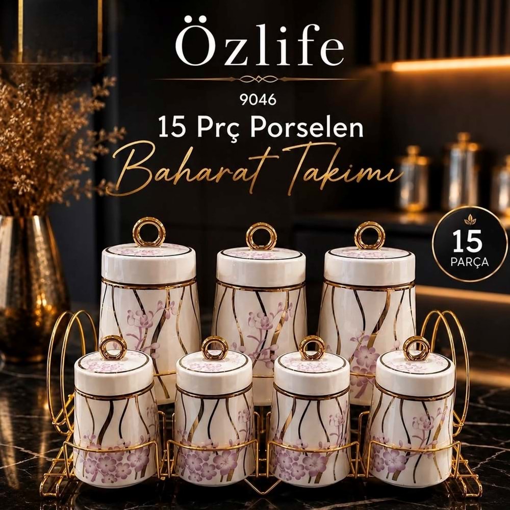 Özlife 9046 15 Prç Porselen Baharat Takımı (4 Adet)