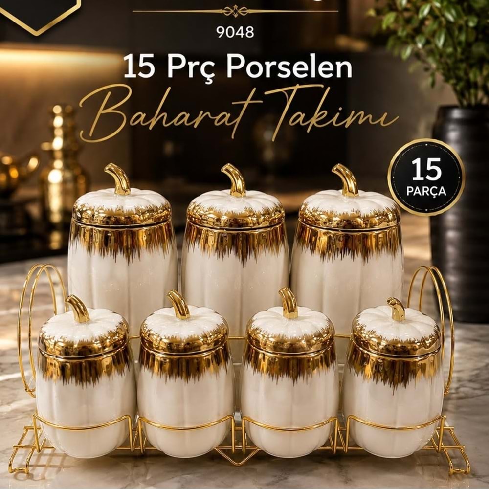 Özlife 9048 15 Prç Porselen Baharat Takımı (4 Adet)