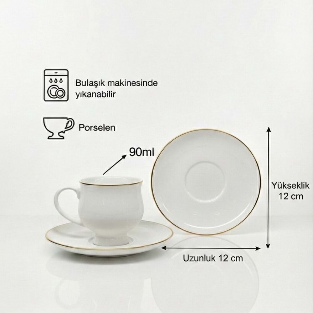 Özlife 9021 12 Prç Porselen Fincan Takımı (12 Adet)